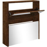 Maison Chic Omarica za obutev - Kopa za čevlje z ogledalom 2-nadstropna hrast 63x17x67 cm, (21776332) Cene