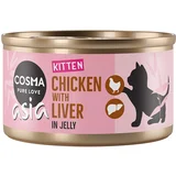 Cosma Varčno pakiranje Asia Kitten v želeju 24 x 85 g Piščanec s piščančjimi jetri