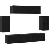 vidaXL TV Kabinet za Zid s pohranom s vratima 6 pcs Crni hrast Konstruirano drvo | shoptok.hr