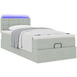vidaXL Otomanski posteljni okvir z vzmetnico siv 90x190 cm žamet | Shoptok.si