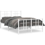 vidaXL Kovinski posteljni okvir z vzglavjem in vznožjem bel 120x190 cm | Shoptok.si