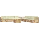 vidaXL Zunanja garnitura za sedenje 9 pcs Bela in krem Poliester, (5000281113) | Shoptok.si