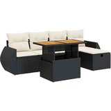 vidaXL 6-dijelni set vrtnih sofa s jastucima crni od poliratana bagrem | shoptok.hr