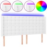 Maison Chic LED posteljno vzglavje - Vzglavna omarica belo 163x16x118/128 cm umetno usnje, (22077740) | Shoptok.si