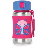 Skip Hop Zoo Straw Bottle steklenica za vodo iz nerjavnega jekla s slamico Butterfly 12 m+ 350 ml | Shoptok.si