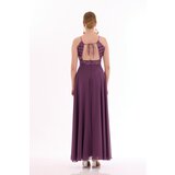 Carmen Plum Halter Sequined Long Evening Dress. | shoptok.hr