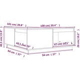  Stolić za kavu crni 100 x 101 x 40,5 cm od masivne borovine | Eponuda.ba