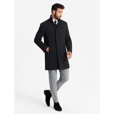 Ombre Fitted structured men's high collar coat - black Cene