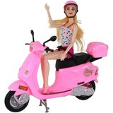  Lutka za igru na skuteru sa rozom kacigom - roza - 30 cm | Shoptok.si
