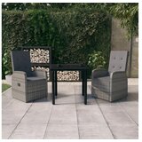  3-dijelni vrtni blagovaonski set s jastucima sivi | shoptok.hr