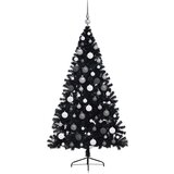 vidaXL Umetna predhodno osvetljena božična jelka Črna 180 cm PVC | Shoptok.si