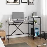  Radni stol s policama boja hrasta 135x50x90 cm drvo i željezo | shoptok.hr