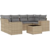 Maison Chic Seti vrtnega pohištva - Vrtna garnitura - Vrtni pohištvo set 7-delna z blazinami bež poli ratan, (21804744) | Shoptok.si