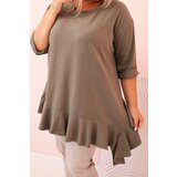 Kesi Włoski Women's Plus Size blouse with cotton, featuring a pocket and rolled sleeves kiwi | Shoptok.si