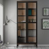 Tvilum Črna/v naravni barvi vitrina v orehovem dekorju 89x203x36 cm Roomers – | Shoptok.si
