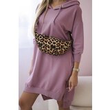 Kesi Hooded dress with a long back in navy pink | shoptok.hr