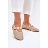 Boto Ballet Flats With Weaving And Straps Beige Partheda | Shoptok.si