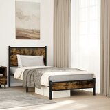Maison Chic Kovinski Posteljni okvir - Enojna postelja - Postelja za odrasle brez vzmetnice dimljen hrast 90x190 cm, (21696414) | Shoptok.si