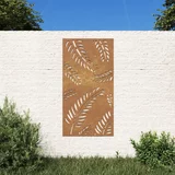  Vrtni zidni ukras 105 x 55 cm od čelika COR-TEN s uzorkom lišća