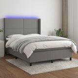 Maison Chic Box spring postelja - Vzmetna postelja z vzmetnico LED temno siva 140x190 cm blago SL2536, (21901380) | Shoptok.si