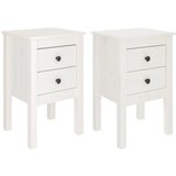 The Living Store Nočna omarica 2 kosa bela 40x35x61,5 cm trdna borovina - Nočna Omarica, (21421004) | Shoptok.si