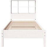 vidaXL Krevet s regalom za knjige bez madraca bijeli 90x190cm borovina | shoptok.hr