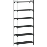  The living store knjižna omara 6-nadstropna črna 80x30x188 cm inženirski les - knjižna omara, (21499662) | Shoptok.si