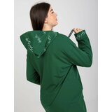 Fashion Hunters Dark green plus size zip up hoodie with slogans Cene