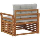  Set vanjskih sofa Čvrsto drvo akacije i poliester Prirodna - Prirodna i svijetlo siva Zakrivljeni | shoptok.hr