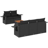  6-dijelni set vrtnih sofa s jastucima crni od poliratana | shoptok.hr