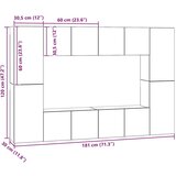 vidaXL Set TV komoda s policom s pohranom s vratima 8 pcs Crni hrast 181 x 30 x 120 cm | shoptok.hr