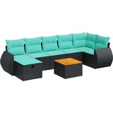  Vrtna garnitura - 8-dijelni set vrtnih sofa od poliratana s jastucima crni - Crna 1 | shoptok.hr