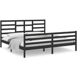 Furnova Posteljni okvir črn iz trdnega lesa 200x200 cm, (21939798) | Shoptok.si