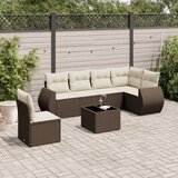 7-dijelni set vrtnih sofa od poliratana s jastucima smeđi | shoptok.hr