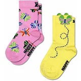 Happy Socks Otroške nogavice Kids Butterfly Socks 2-pack rumena barva