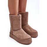 Boto PS1 Women's Fur-Lined Insulated Snow Boots Dark Beige Abrams | ePonuda.com