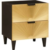 vidaXL Nočna omarica Črna in zlata 40 x 33.5 x 46 cm trden mangov les | Shoptok.si