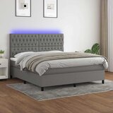Krevet box spring s madracem LED tamnosivi 180x200 cm tkanina Cijene