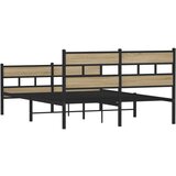 Metalni Kovinski posteljni okvir brez vzmetnice sonoma hrast 150x200 cm, (21609709) | Shoptok.si