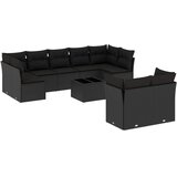  10-dijelni set vrtnih sofa s jastucima crni od poliratana Crna 55 x 55 x 37 cm | Shoptok.si