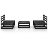  Sedežna garnitura 5-delna črna trdna borovina | Shoptok.si