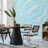  Foto tapeta - Composition in Blues and Whites - Harmonious Abstract Waves in a Cool Color Tone 250x175 | shoptok.hr