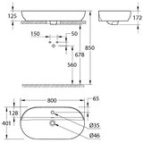 Grohe 103571SH00 Essence 80 x 40 cm ovalni nadpultni umivalnik z odprtino za armaturo Slike