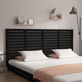 vidaXL Stensko posteljno vzglavje črno 186x3x91,5 cm trdna borovina | Shoptok.si
