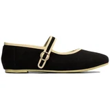 Balerinke Mary Jane W - Linen Black Črna