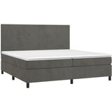 Krevet box spring s madracem LED tamnosivi 200x200 cm baršun | Eponuda.com