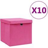  Kutije za pohranu s poklopcima 10 kom 28 x 28 x 28 cm ružičaste | shoptok.hr
