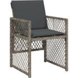 vidaXL 5 kom. blagovaonski set za vrt s jastučićima siva poli ratan, blagovaonski stol crn 80x80x73 cm staklo otporno na udarce | shoptok.hr