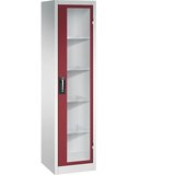 C+P Omara s krilnimi vrati z akrilnim steklom, VxŠxG 1950 x 502 x 500 mm, 4 police, svetlo sive / rubinasto rdeče barve | Shoptok.si