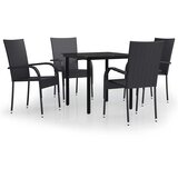  5-dijelni vrtni blagovaonski set crni Crna Dužina stola 80 cm | Shoptok.si